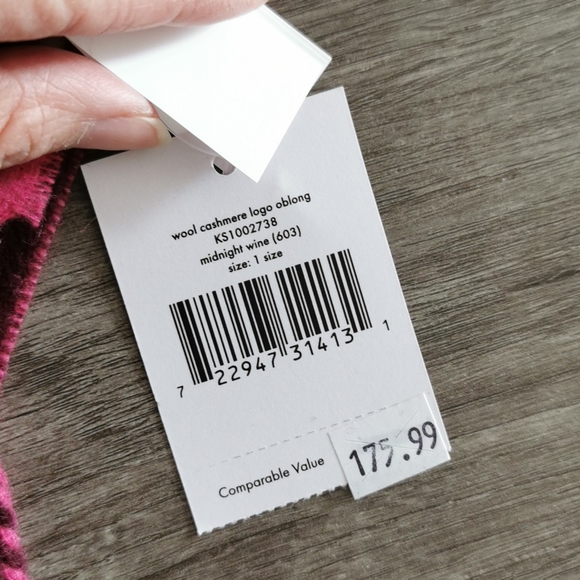 Kate Spade Wool Cashmere Logo Oblong Scarf - Picture 2 of 5